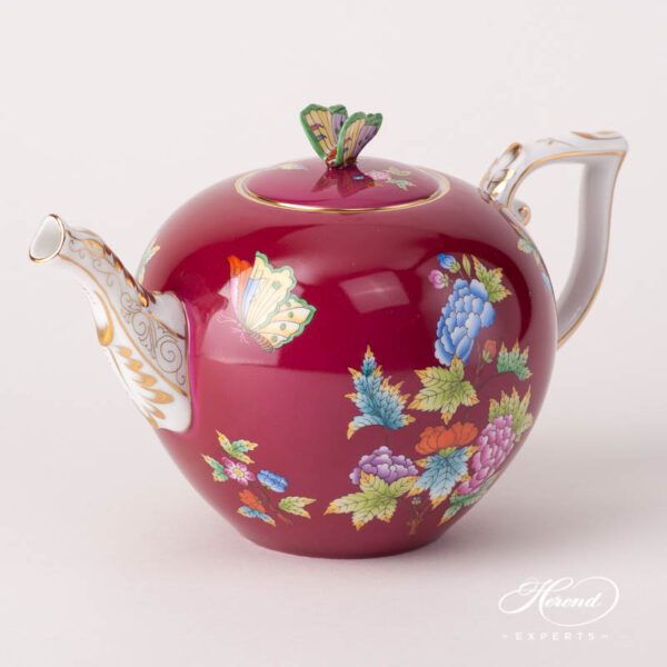 Large Tea Pot w. Butterfly Knob 20604-0-17 VE-FP Queen Victoria Purple design. Herend fine china