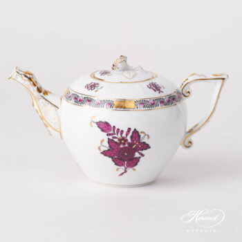 Tea Pot w. Rose Knob 608-0-09 AP3-X1 Chinese Bouquet / Apponyi Burgundy design. Herend fine china