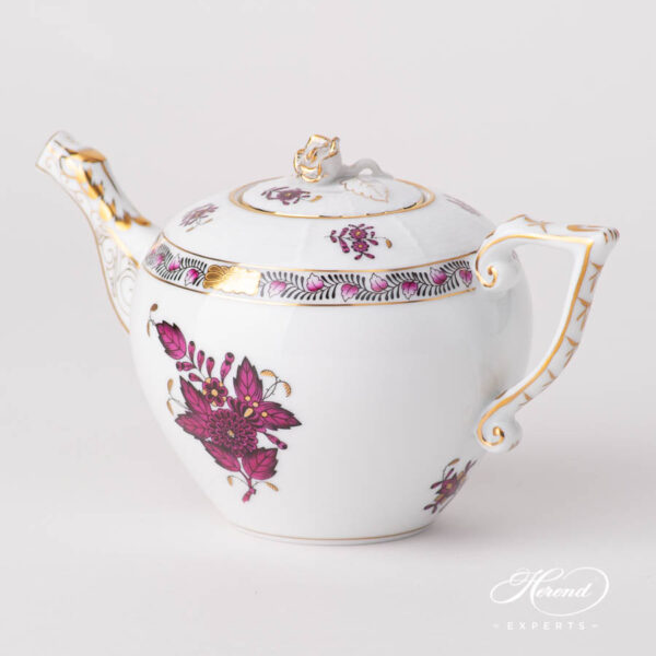 Tea Pot w. Rose Knob 608-0-09 AP3-X1 Chinese Bouquet / Apponyi Burgundy design. Herend fine china