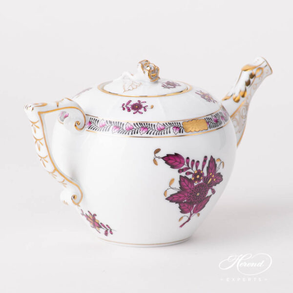 Tea Pot w. Rose Knob 608-0-09 AP3-X1 Chinese Bouquet / Apponyi Burgundy design. Herend fine china