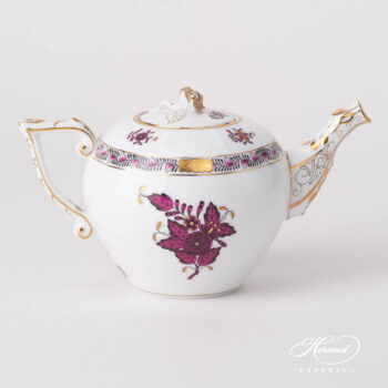 Tea Pot w. Rose Knob 608-0-09 AP3-X1 Chinese Bouquet / Apponyi Burgundy design. Herend fine china