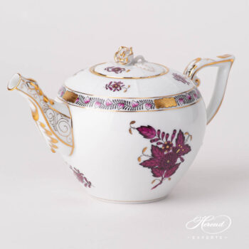 Tea Pot w. Rose Knob 608-0-09 AP3-X1 Chinese Bouquet / Apponyi Burgundy design. Herend fine china