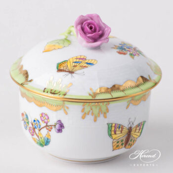 Fancy Box / Sugar Basin w. Rose Knob 464-0-09 VBO Queen Victoria design. Herend fine china