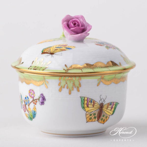 Fancy Box / Sugar Basin w. Rose Knob 464-0-09 VBO Queen Victoria design. Herend fine china