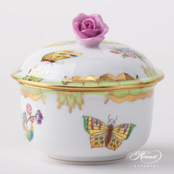 Fancy Box / Sugar Basin w. Rose Knob 464-0-09 VBO Queen Victoria design. Herend fine china