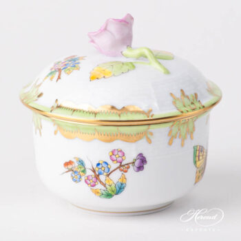 Fancy Box / Sugar Basin w. Rose Knob 464-0-09 VBO Queen Victoria design. Herend fine china