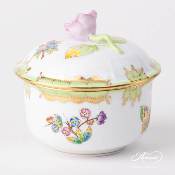Fancy Box / Sugar Basin w. Rose Knob 464-0-09 VBO Queen Victoria design. Herend fine china