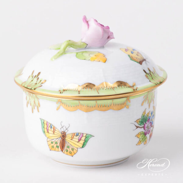 Fancy Box / Sugar Basin w. Rose Knob 464-0-09 VBO Queen Victoria design. Herend fine china