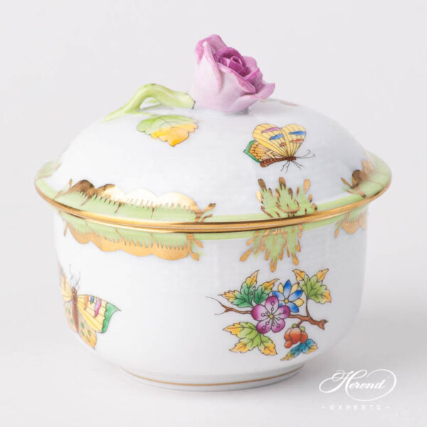 Fancy Box / Sugar Basin w. Rose Knob 464-0-09 VBO Queen Victoria design. Herend fine china