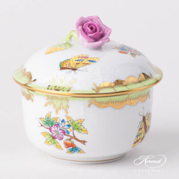 Fancy Box / Sugar Basin w. Rose Knob 464-0-09 VBO Queen Victoria design. Herend fine china