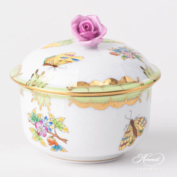 Fancy Box / Sugar Basin w. Rose Knob 464-0-09 VBO Queen Victoria design. Herend fine china