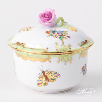 Fancy Box / Sugar Basin w. Rose Knob 464-0-09 VBO Queen Victoria design. Herend fine china