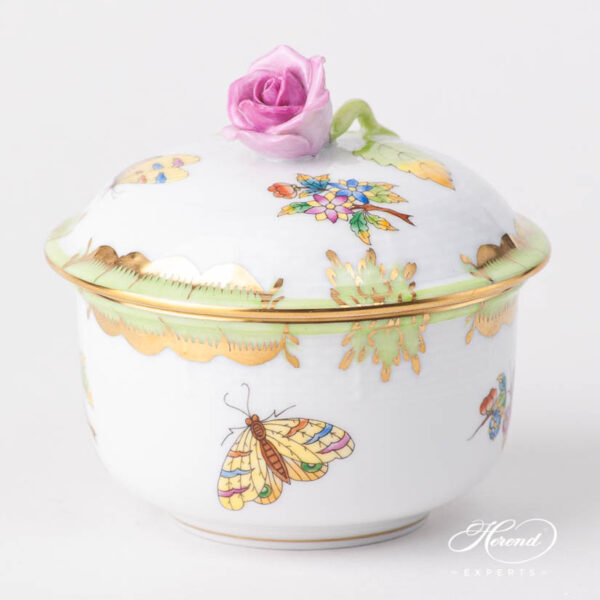 Fancy Box / Sugar Basin w. Rose Knob 464-0-09 VBO Queen Victoria design. Herend fine china