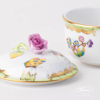 Fancy Box / Sugar Basin w. Rose Knob 464-0-09 VBO Queen Victoria design. Herend fine china