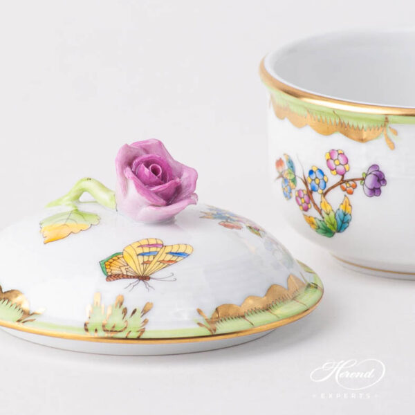 Fancy Box / Sugar Basin w. Rose Knob 464-0-09 VBO Queen Victoria design. Herend fine china