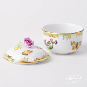 Fancy Box / Sugar Basin w. Rose Knob 464-0-09 VBO Queen Victoria design. Herend fine china