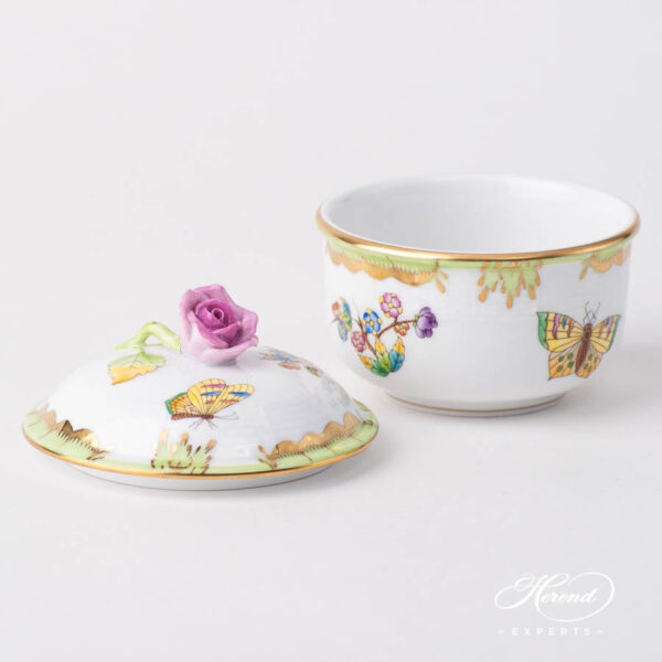 Fancy Box / Sugar Basin w. Rose Knob 464-0-09 VBO Queen Victoria design. Herend fine china