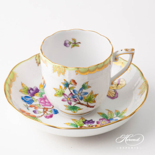 Coffee Cup w. Saucer 707-0-00 VBO Queen Victoria design. Herend fine china