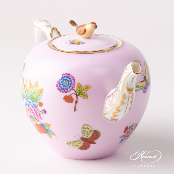 Tea Pot w. Bird Knob 20606-0-05 VE-FP1 Queen Victoria on Pink background design. Herend fine china