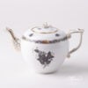 Tea Pot w. Rose Knob 606-0-09 ANG Chinese Bouquet / Apponyi Black pattern. Herend fine china