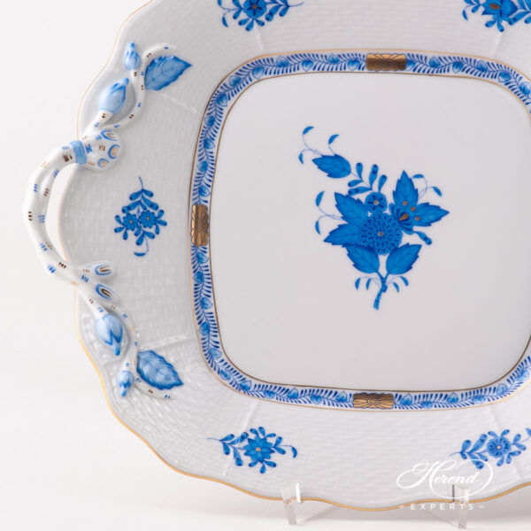 Cake Plate w. Handles 430-0-00 AB Chinese Bouquet / Apponyi Blue pattern. Herend fine china