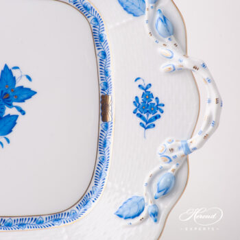 Cake Plate w. Handles 430-0-00 AB Chinese Bouquet / Apponyi Blue pattern. Herend fine china