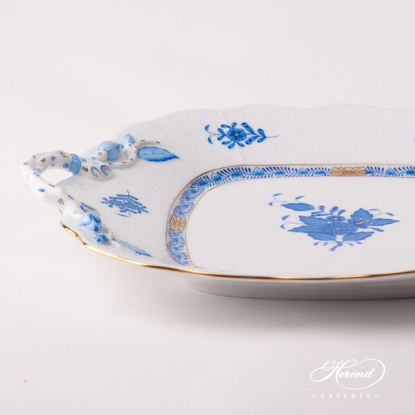 Cake Plate w. Handles 430-0-00 AB Chinese Bouquet / Apponyi Blue pattern. Herend fine china