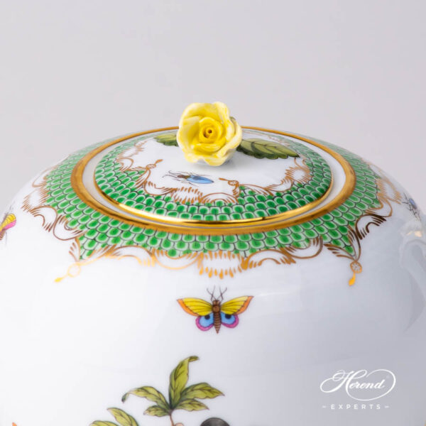 Tea Pot with Rose Knob 606-0-09 RO-ETV Rothschild Bird Green Fish Scale design. Herend fine china