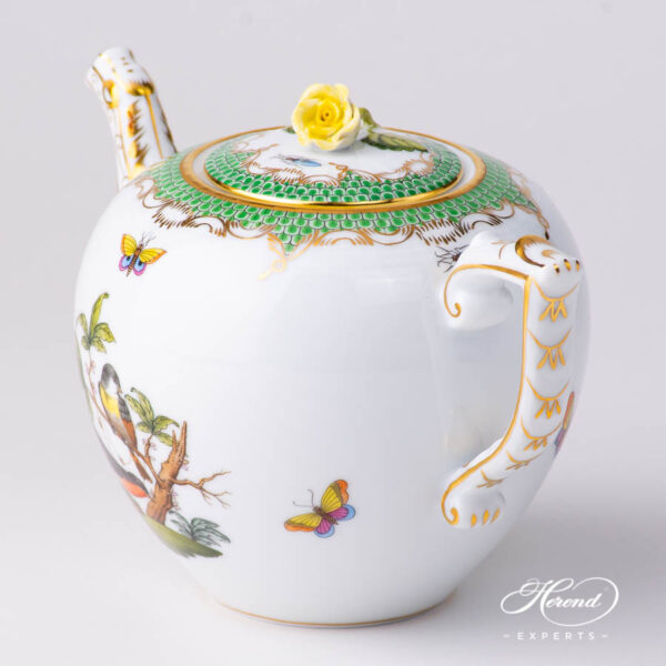 Tea Pot with Rose Knob 606-0-09 RO-ETV Rothschild Bird Green Fish Scale design. Herend fine china