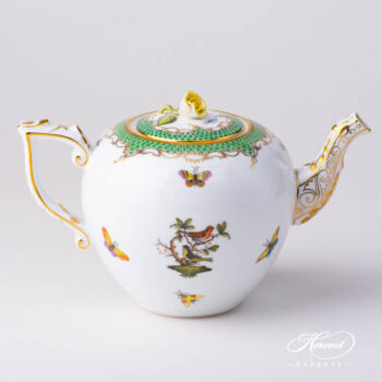 Tea Pot with Rose Knob 606-0-09 RO-ETV Rothschild Bird Green Fish Scale design. Herend fine china
