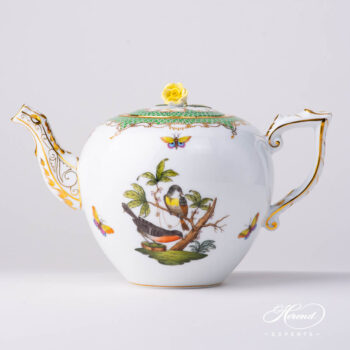Tea Pot with Rose Knob 606-0-09 RO-ETV Rothschild Bird Green Fish Scale design. Herend fine china