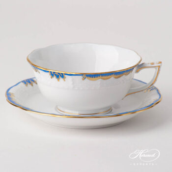 Tea Cup with Saucer 734-0-00 A-BGNB Princess Victoria Blue pattern. Modern design. Herend fine china