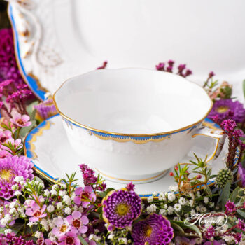 Tea Cup with Saucer 734-0-00 A-BGNB Princess Victoria Blue pattern. Modern design. Herend fine china
