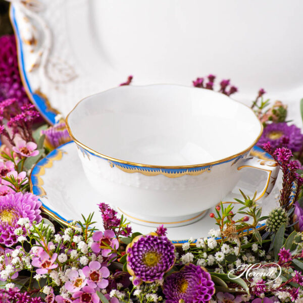 Tea Cup with Saucer 734-0-00 A-BGNB Princess Victoria Blue pattern. Modern design. Herend fine china