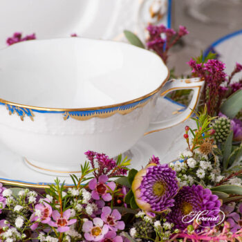 Tea Cup with Saucer 734-0-00 A-BGNB Princess Victoria Blue pattern. Modern design. Herend fine china