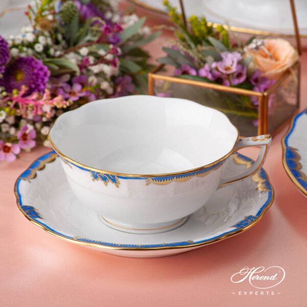 Tea Cup with Saucer 734-0-00 A-BGNB Princess Victoria Blue pattern. Modern design. Herend fine china