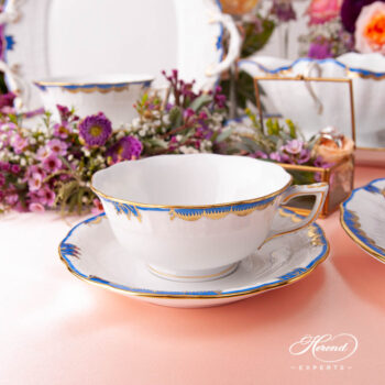 Tea Cup with Saucer 734-0-00 A-BGNB Princess Victoria Blue pattern. Modern design. Herend fine china
