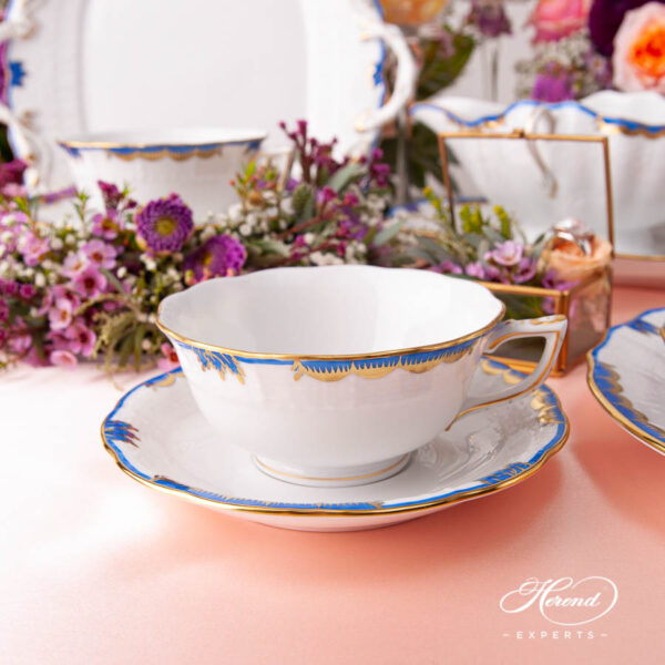 Tea Cup with Saucer 734-0-00 A-BGNB Princess Victoria Blue pattern. Modern design. Herend fine china