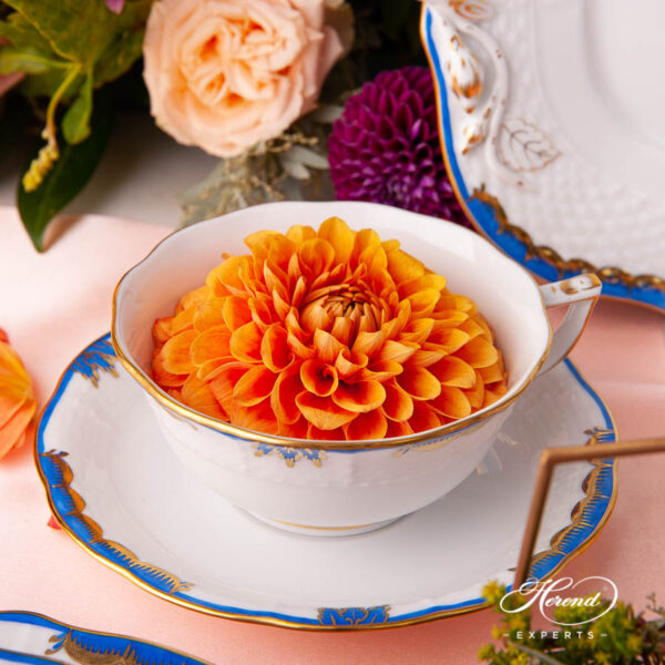 Tea Cup with Saucer 734-0-00 A-BGNB Princess Victoria Blue pattern. Modern design. Herend fine china