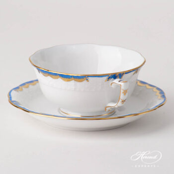 Tea Cup with Saucer 734-0-00 A-BGNB Princess Victoria Blue pattern. Modern design. Herend fine china