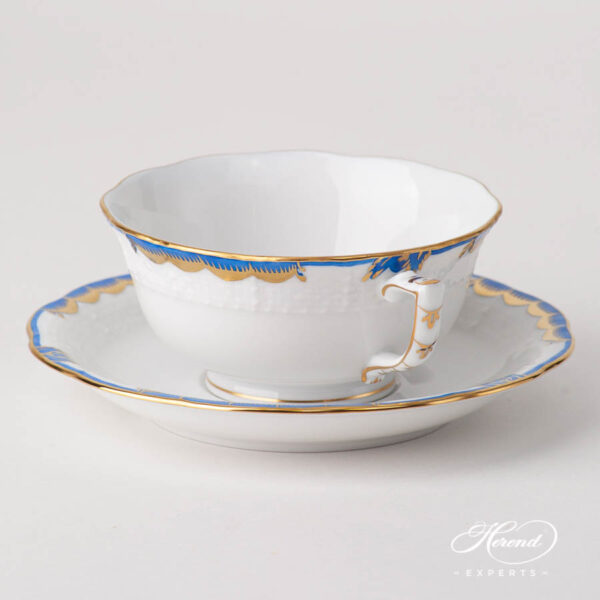 Tea Cup with Saucer 734-0-00 A-BGNB Princess Victoria Blue pattern. Modern design. Herend fine china