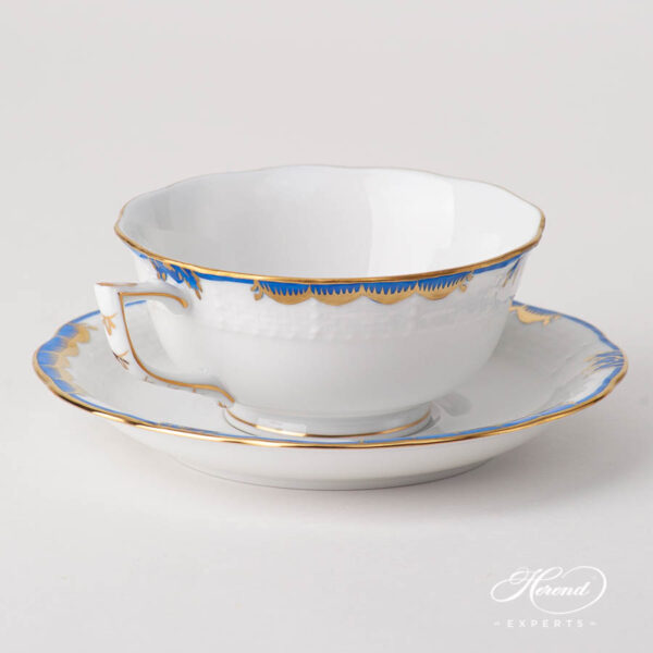 Tea Cup with Saucer 734-0-00 A-BGNB Princess Victoria Blue pattern. Modern design. Herend fine china