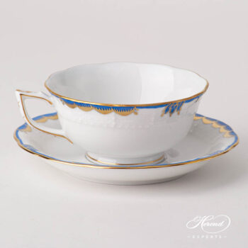 Tea Cup with Saucer 734-0-00 A-BGNB Princess Victoria Blue pattern. Modern design. Herend fine china