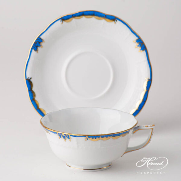 Tea Cup with Saucer 734-0-00 A-BGNB Princess Victoria Blue pattern. Modern design. Herend fine china