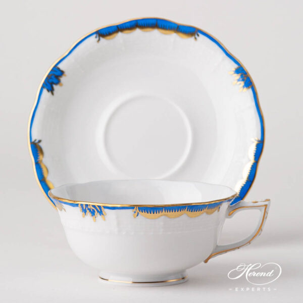 Tea Cup with Saucer 734-0-00 A-BGNB Princess Victoria Blue pattern. Modern design. Herend fine china