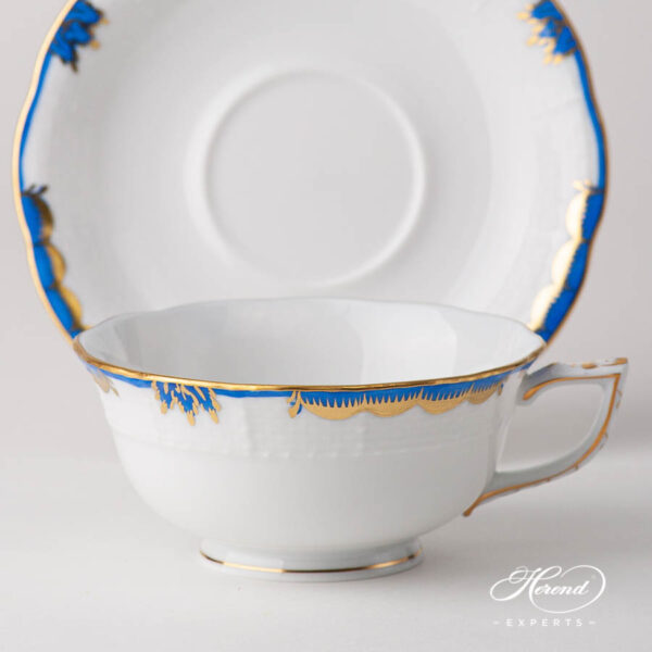 Tea Cup with Saucer 734-0-00 A-BGNB Princess Victoria Blue pattern. Modern design. Herend fine china
