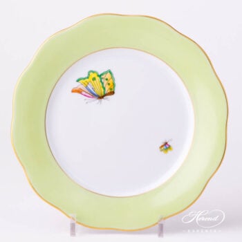 Dessert plate with green edge and butterfly. A perfect dessert plate for VBO espresso sets 20517-0-00 E508