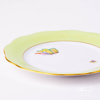Dessert plate with green edge and butterfly. A perfect dessert plate for VBO espresso sets 20517-0-00 E508