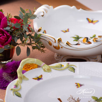 Herend Rothschild water jug and round dish. Hand-painted with couple of detailed Rothschild birds.