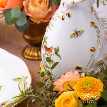 Herend Rothschild water jug. Rich gilded and hand-painted with couple of Rothschild birds.